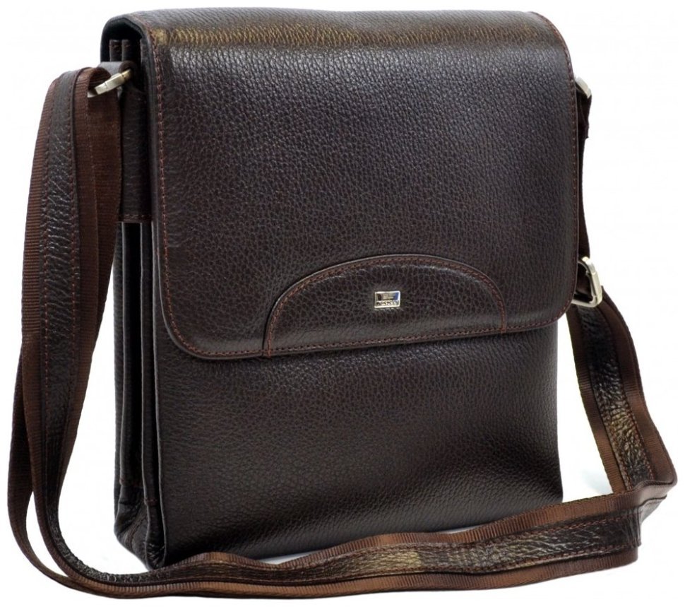 Мужская плечевая сумка из натуральной кожи с клапаном DESISAN 107132 коричневая modnotak фото №6
