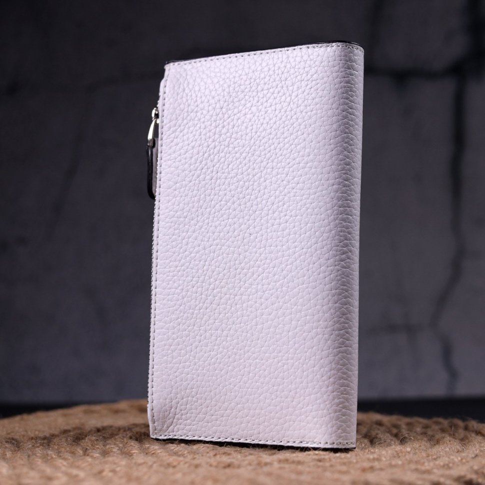 Великий жіночий гаманець із натуральної шкіри білого кольору KARYA (2421334)