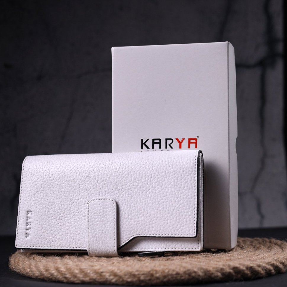 Великий жіночий гаманець із натуральної шкіри білого кольору KARYA (2421334)