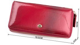 Красный женский кошелек в лаке на молнии ST Leather (16322)