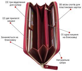 Красный женский кошелек в лаке на молнии ST Leather (16322)