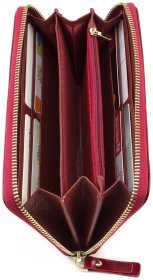 Червоний жіночий гаманець в лаку на блискавки ST Leather (16322)