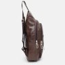 Чоловіча вертикальна сумка-рюкзак коричневого кольору зі шкірозамінника Monsen (22107) - 4