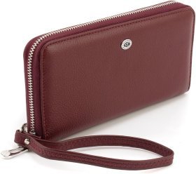 Женский бордовый кошелек из натуральной кожи с молниевой застежкой ST Leather 1767432