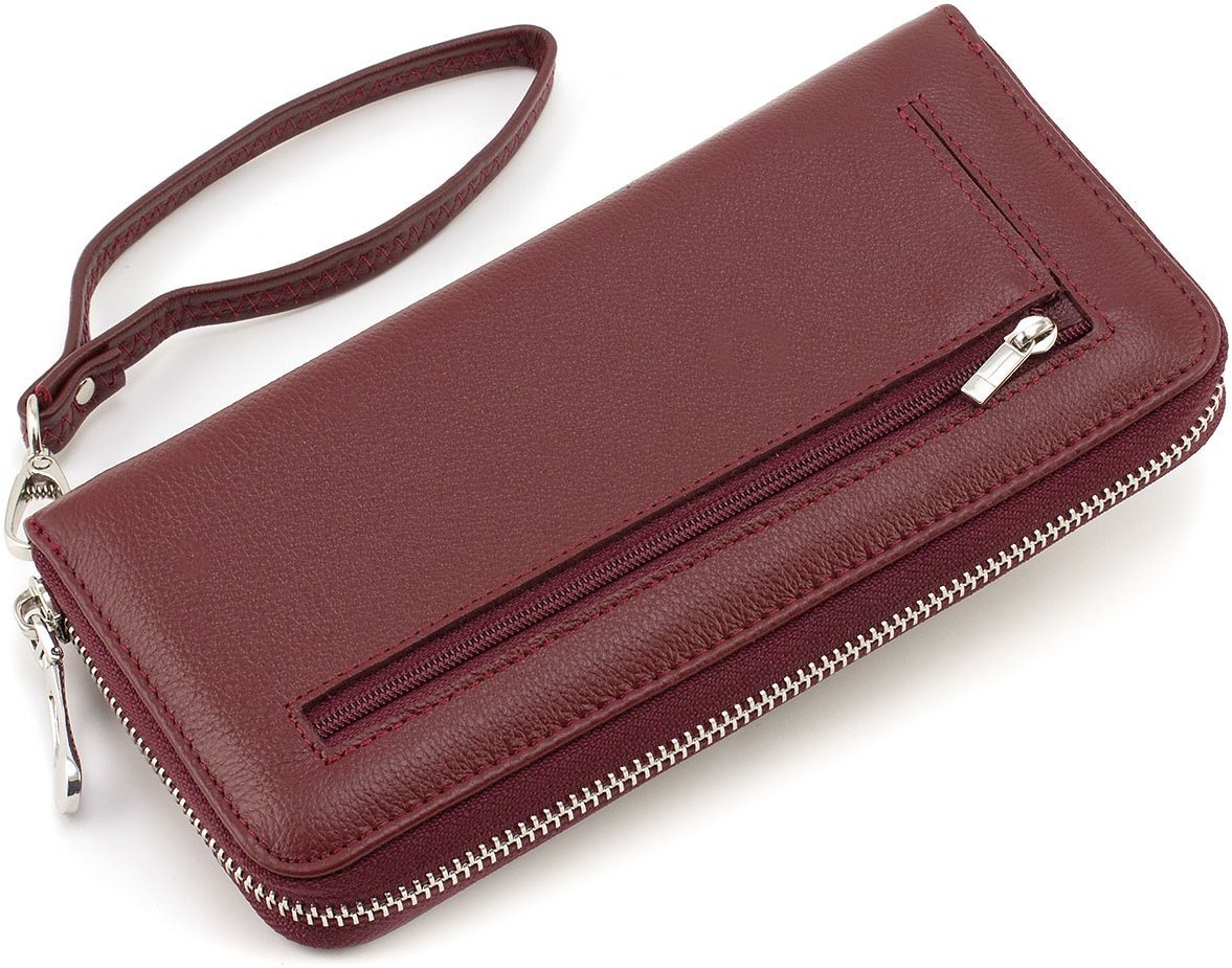 Женский бордовый кошелек из натуральной кожи с молниевой застежкой ST Leather 1767432