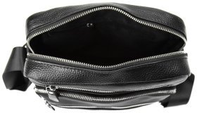 Плечевая мужская сумка среднего размера из фактурной кожи в черном цвете Tiding Bag 77532