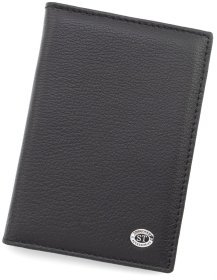 Шкіряна обкладинка для паспорта та відділеннями для карток ST Leather 97732 чорного кольору