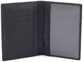 Шкіряна обкладинка для паспорта та відділеннями для карток ST Leather 97732 чорного кольору