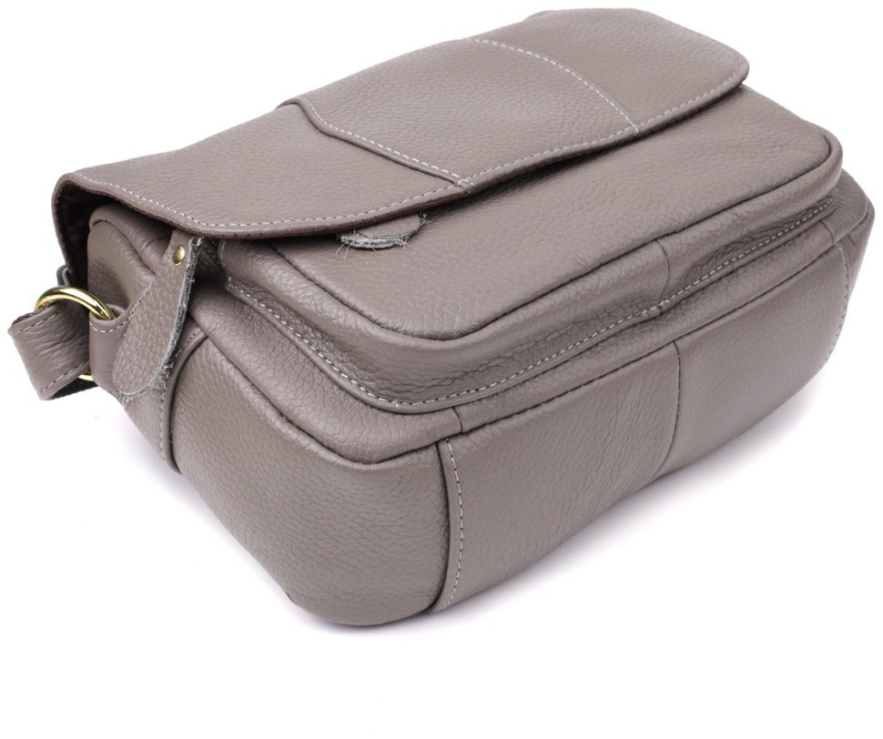 Стильная женская сумка на каждый день из фактурной кожи через плечо Vintage 98132 серого цвета modnotak фото №5