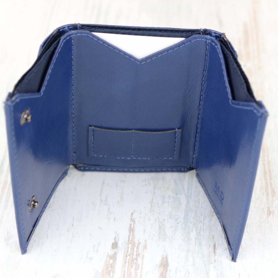 Женский кошелек маленького размера из синего кожзама MD Leather (21521)