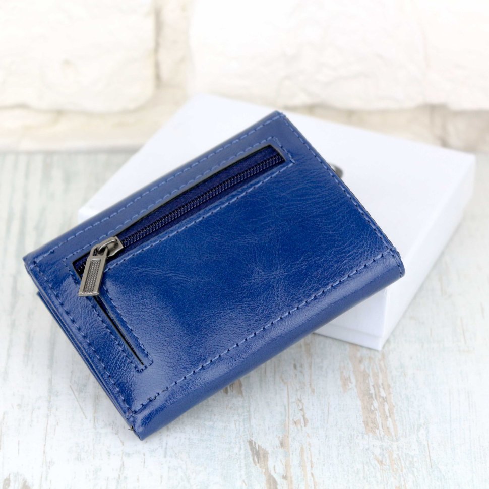 Женский кошелек маленького размера из синего кожзама MD Leather (21521)