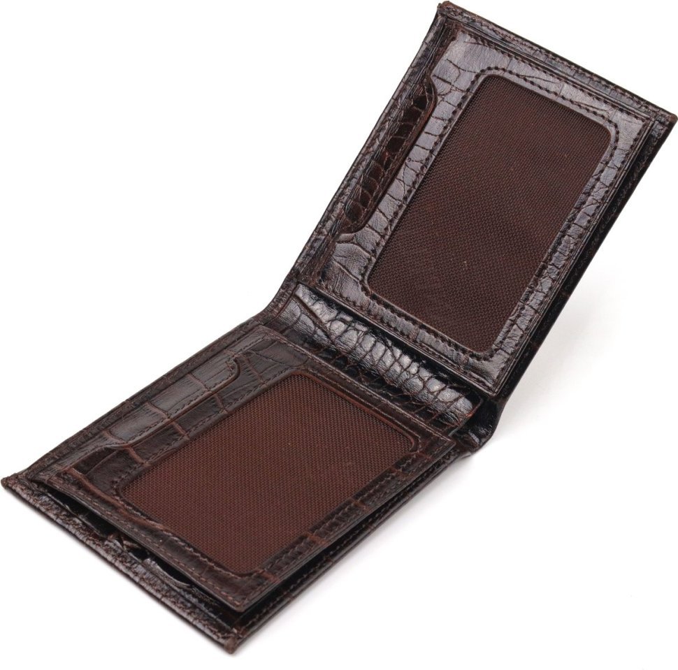 Небольшое мужское портмоне из натуральной кожи темно-коричневого цвета с тиснением CANPELLINI (2421522)