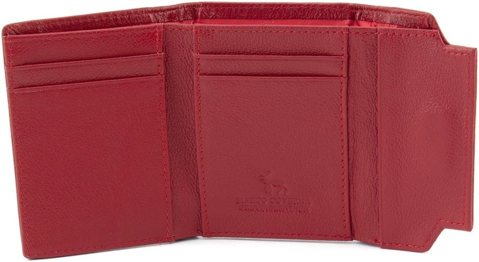 Красный кожаный женский кошелек маленького размера с фиксацией на магнит Marco Coverna 68632