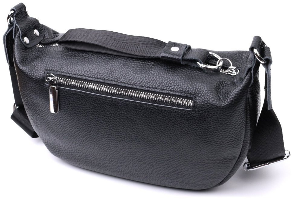 Женская кожаная сумка через плечо с оригинальным декором Vintage 2422615 Черная фото №2 Женская кожаная сумка через плечо с оригинальным декором Vintage 2422615 Черная modnotak фото №2