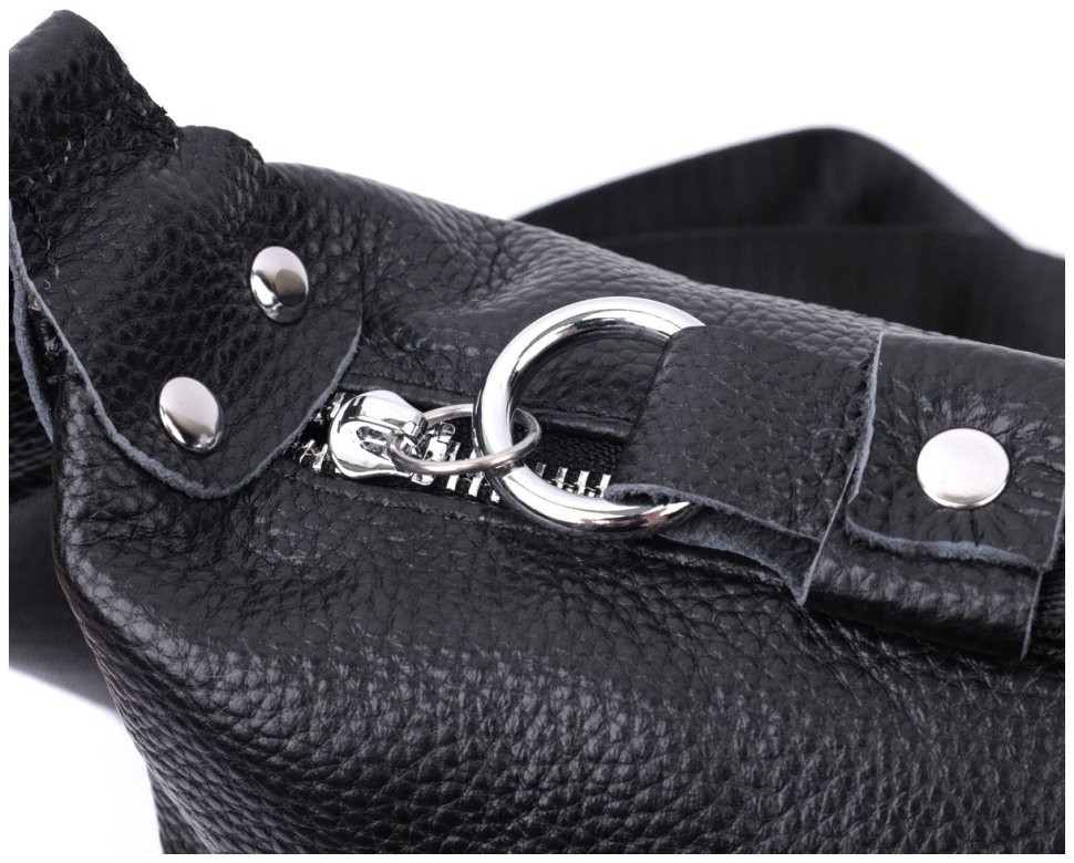 Женская кожаная сумка через плечо с оригинальным декором Vintage 2422615 Черная фото №8 Женская кожаная сумка через плечо с оригинальным декором Vintage 2422615 Черная modnotak фото №8