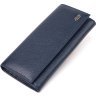 Класичний жіночий гаманець з натуральної зернистої шкіри синього кольору з клапаном CANPELLINI (2421624) - 1