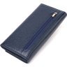 Класичний жіночий гаманець з натуральної зернистої шкіри синього кольору з клапаном CANPELLINI (2421624) - 2