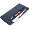 Класичний жіночий гаманець з натуральної зернистої шкіри синього кольору з клапаном CANPELLINI (2421624) - 3