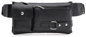 Компактная мужская сумка на пояс из качественного кожзама Monsen 88732 Черная