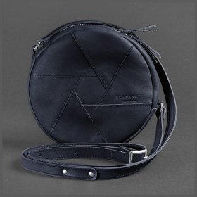 Темно-синяя женская круглая сумка-кроссбоди из натуральной кожи BlankNote Бон-Бон 78832