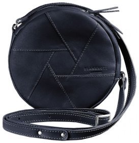 Темно-синя жіноча кругла сумка-кроссбоді із натуральної шкіри BlankNote Бон-Бон 78832