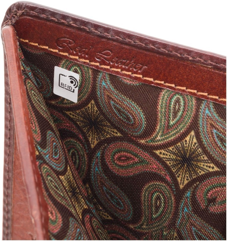 Мужское добротное портмоне из натуральной кожи коричневого цвета с RFID - Visconti Arthur 69132