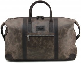 Темно-коричневый вместительный саквояж из винтажной кожи Tom Stone (10937)