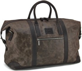 Темно-коричневый вместительный саквояж из винтажной кожи Tom Stone (10937)