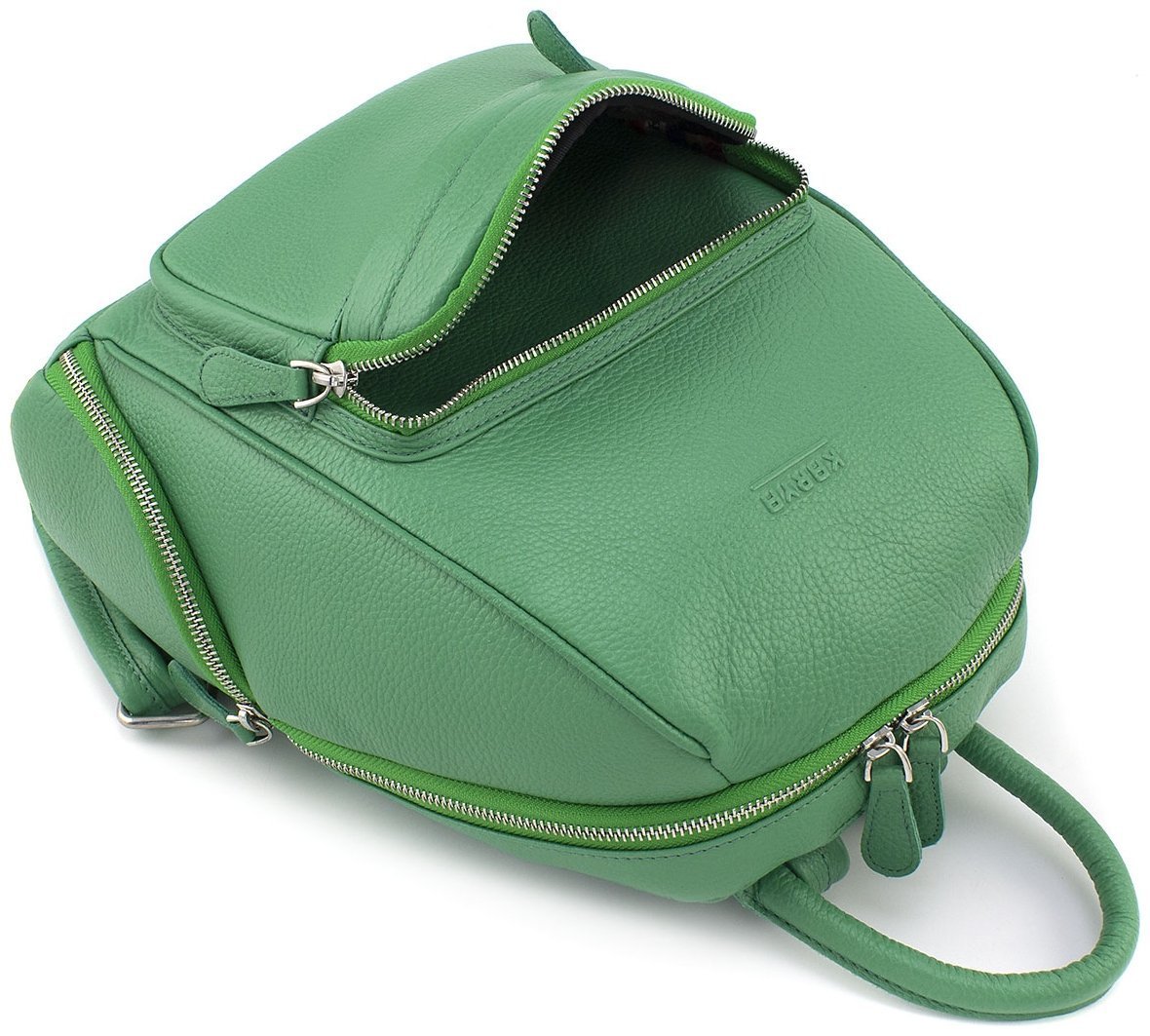 Яркий зеленый женский рюкзак формата А4 из натуральной кожи KARYA 69732