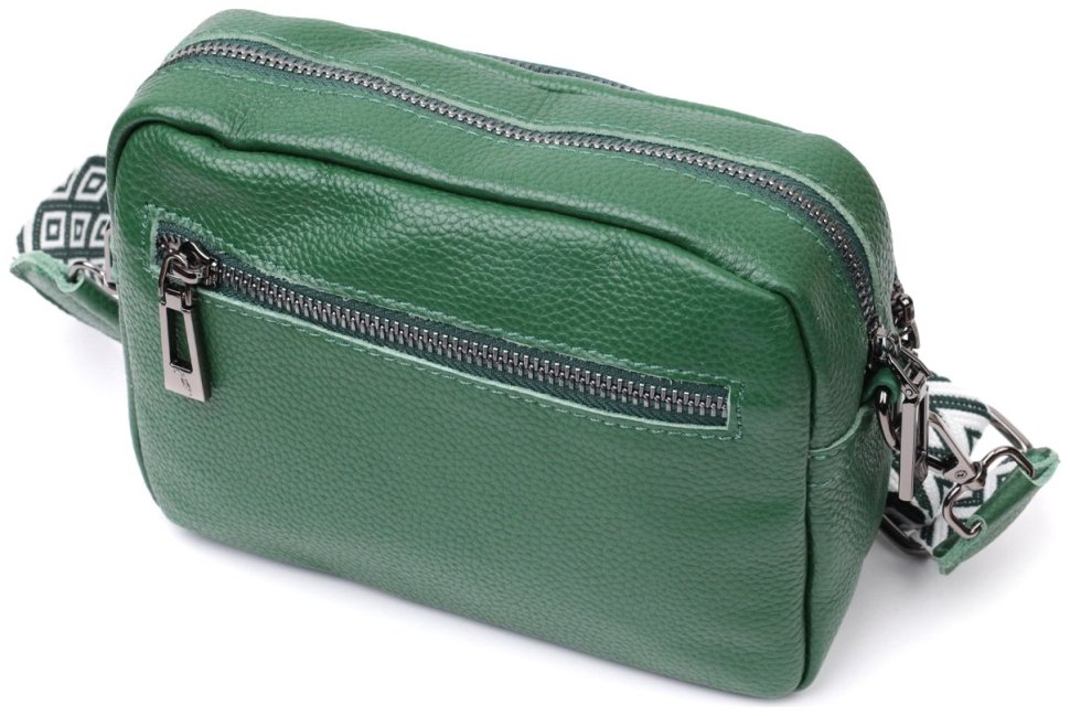Яркая женская сумка-кроссбоди из натуральной кожи зеленого цвета Vintage 2422296