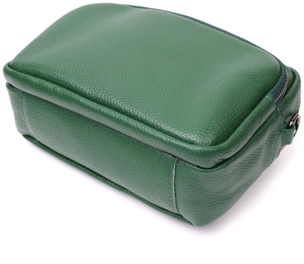 Яркая женская сумка-кроссбоди из натуральной кожи зеленого цвета Vintage 2422296