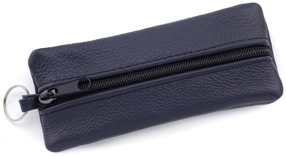 Довга ключниця із натуральної шкіри темно-синього кольору на блискавці ST Leather 70833