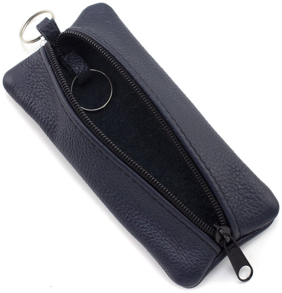 Длинная ключница из натуральной кожи темно-синего цвета на молнии ST Leather 70833