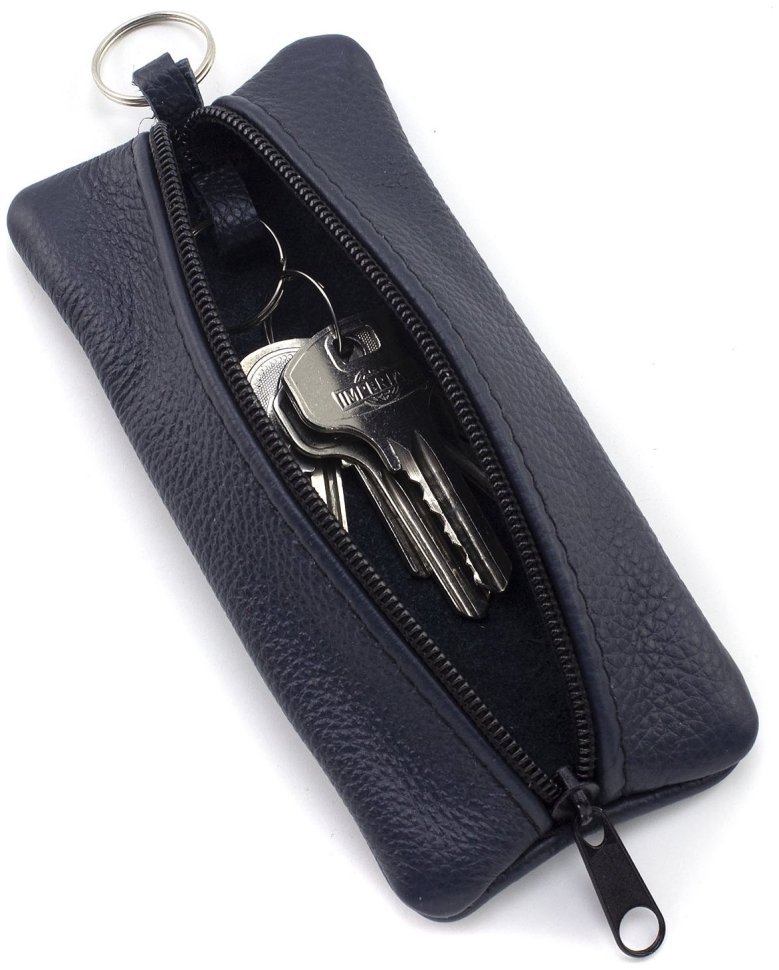 Длинная ключница из натуральной кожи темно-синего цвета на молнии ST Leather 70833