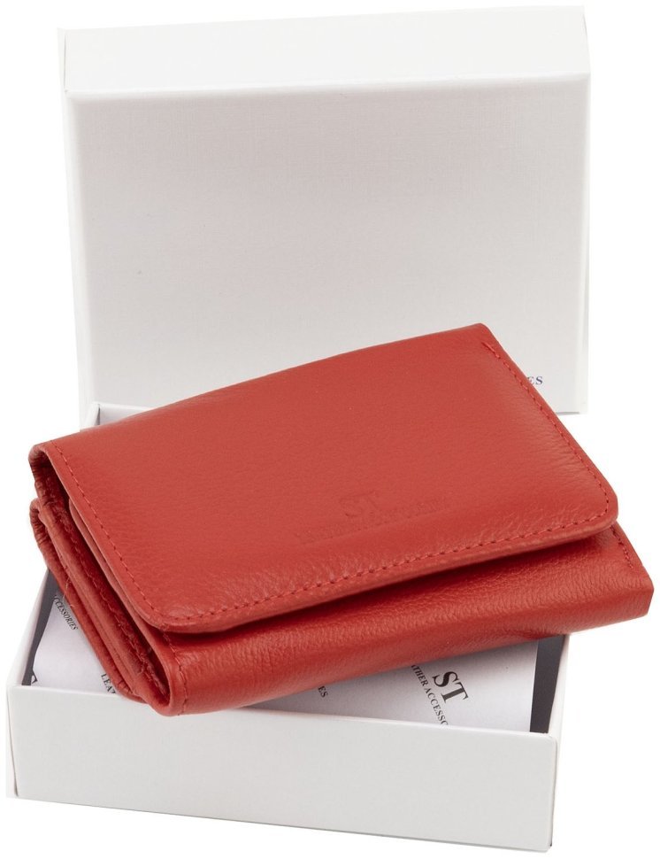 Жіночий маленький гаманець червоного кольору на магнітній застібці ST Leather 90833 modnotak фото №11
