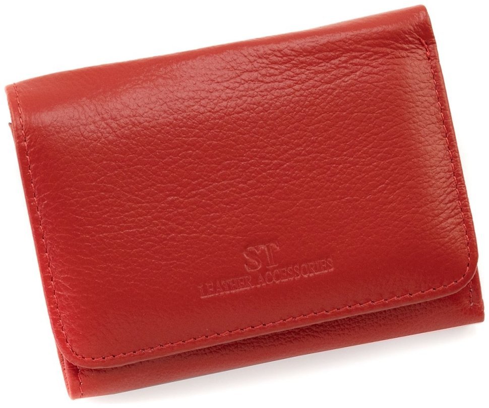 Жіночий маленький гаманець червоного кольору на магнітній застібці ST Leather 90833 modnotak фото №3