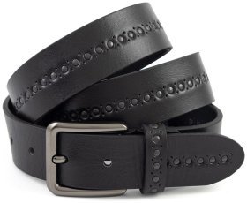 Ремень из натуральной итальянской кожи с декоративными черными заклепками Gherardini 40845