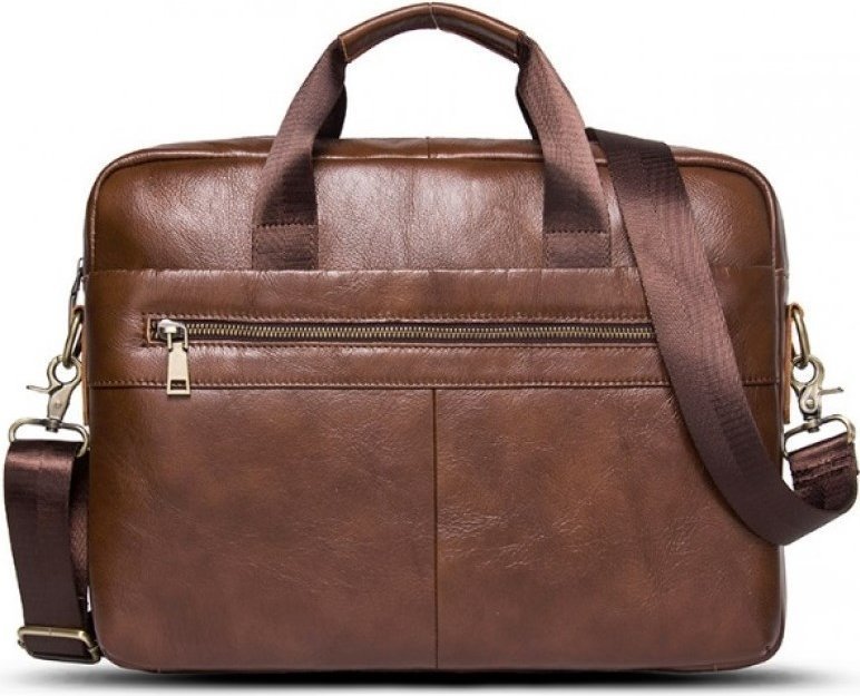 Классическая мужская сумка под ноутбук из натуральной коричневой кожи VINTAGE STYLE (14642)