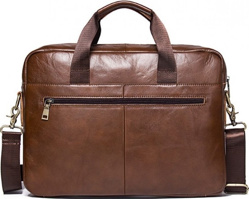 Класична чоловіча сумка під ноутбук з натуральної коричневої шкіри VINTAGE STYLE (14642)
