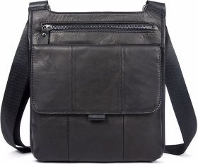 Компактна чоловіча сумка на плече чорного кольору VINTAGE STYLE (14732)