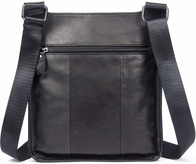 Компактна чоловіча сумка на плече чорного кольору VINTAGE STYLE (14732)