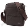 Наплечная коричневая кожаная мужская сумка H.T Leather (12134) - 4