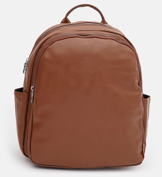 Жіночий рюкзак з екошкіри коричневого кольору на два відділення Monsen 71833