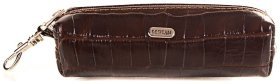 Коричневая ключница из натуральной кожи под крокодила на молнии Desisan 81833