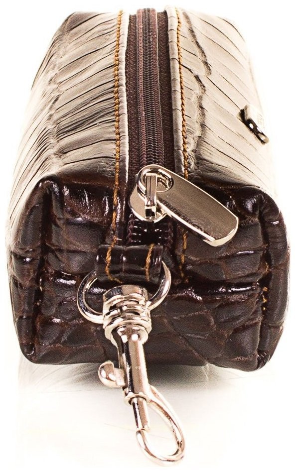 Коричневая ключница из натуральной кожи под крокодила на молнии Desisan 81833 modnotak фото №2
