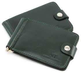Зажим для денег зеленого цвета на застежке ST Leather (16870)