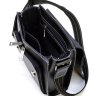 Небольшая мужская черная сумка через плечо из натуральной кожи с белой ниткой TARWA (19951) - 8