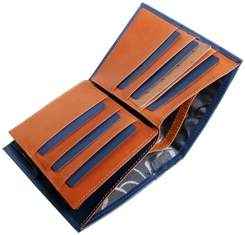 Чоловіче сине портмоне Beverly Hills з блоком для карток Vip Collection 102533 modnotak фото №7