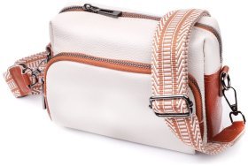 Удобная женская сумка из натуральной кожи Vintage 22589 Белая