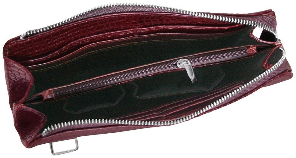 Барсетка на блискавці зі шкіри кроко Vip Collection 102633 (коричнева) фото №3 Барсетка на блискавці зі шкіри кроко Vip Collection 102633 (коричнева) modnotak фото №3
